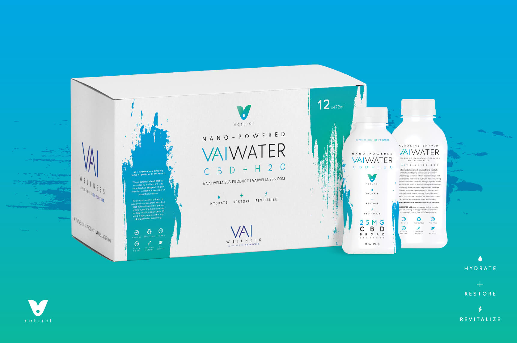 VAI Wellness CBD Water Product Packaging
